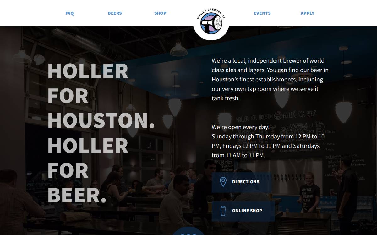 Holler Brewing website preview