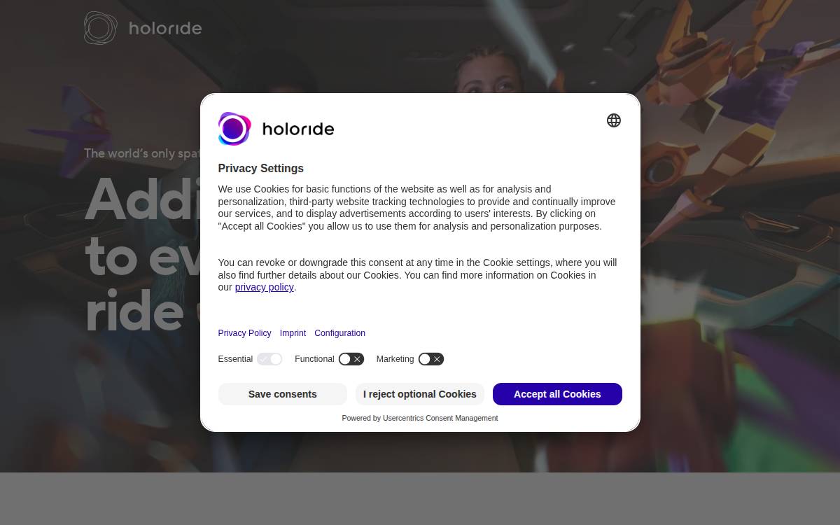 Holoride website preview