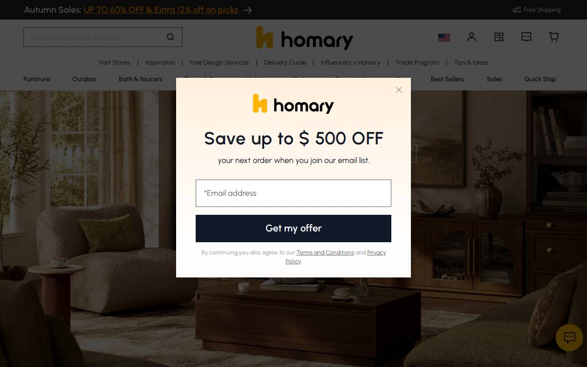 Homary website preview