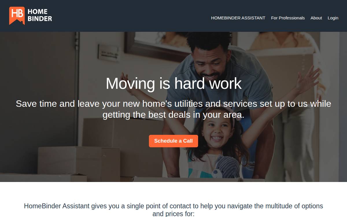 HomeBinder website preview
