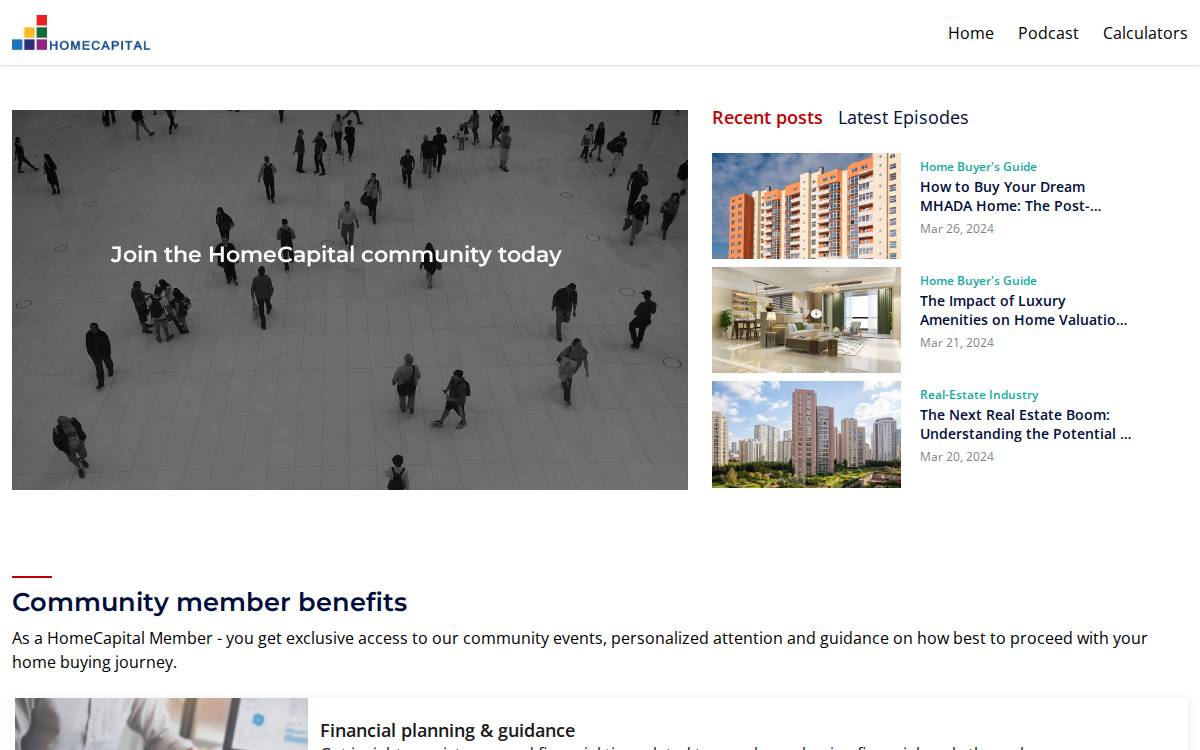 HomeCapital, Homepage website preview