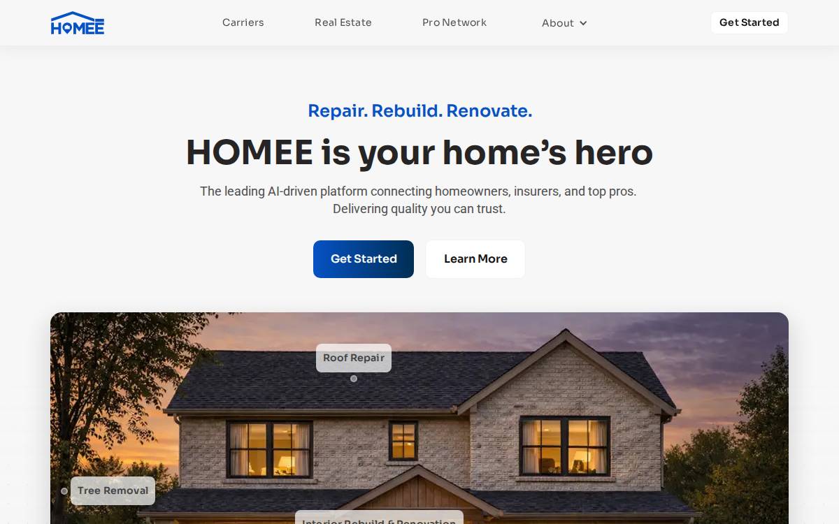 Homee website preview