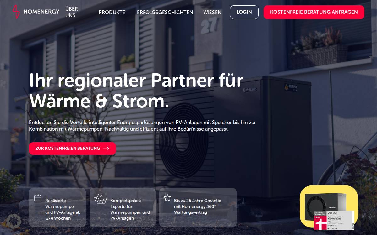 Homenergy website preview