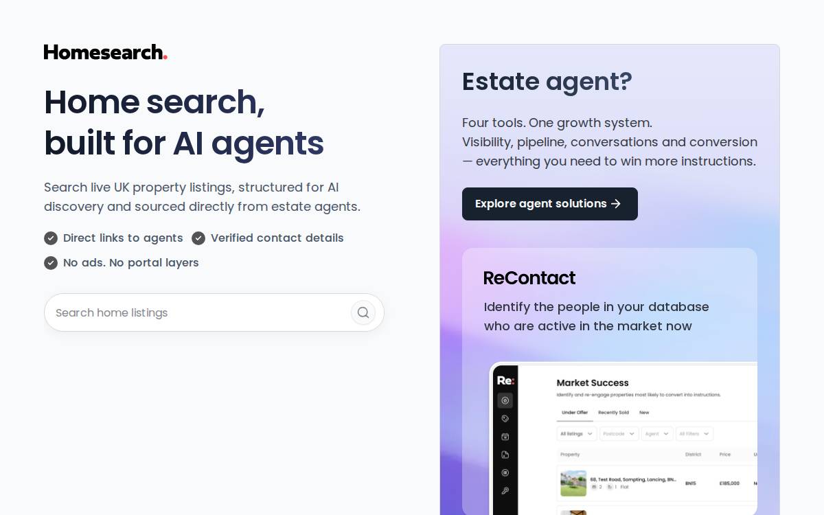 Homesearch website preview
