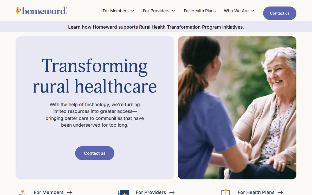 Homeward Health website preview