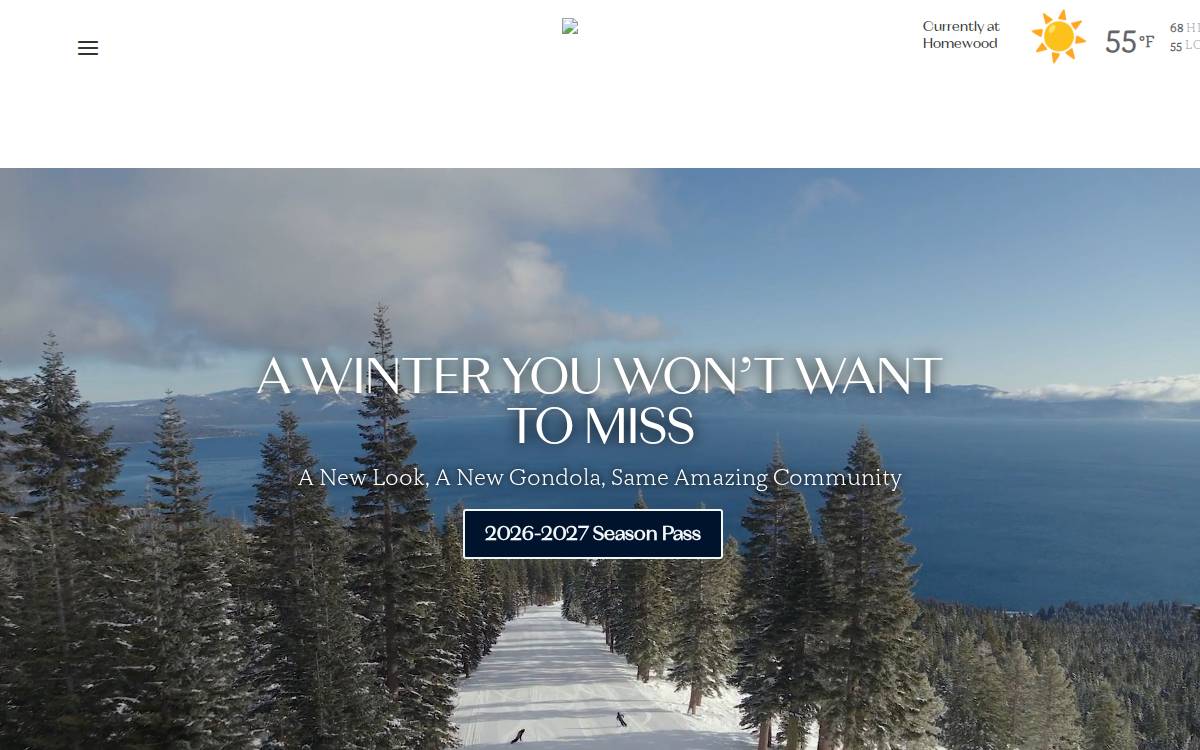Homewood Mountain Resort website preview