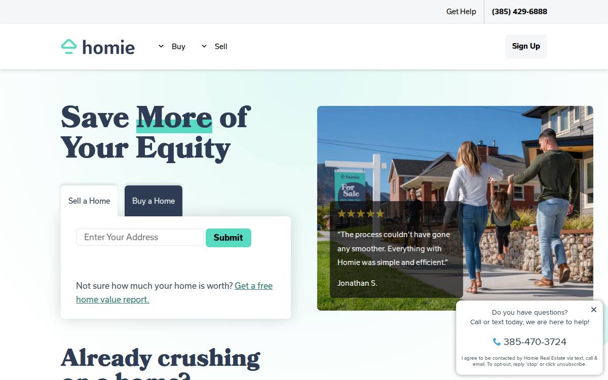 Homie website preview