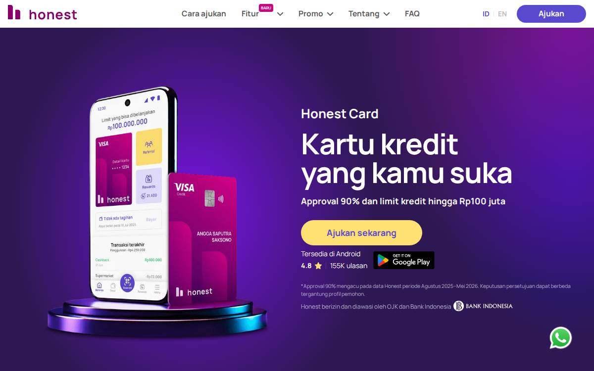 Honest Bank website preview