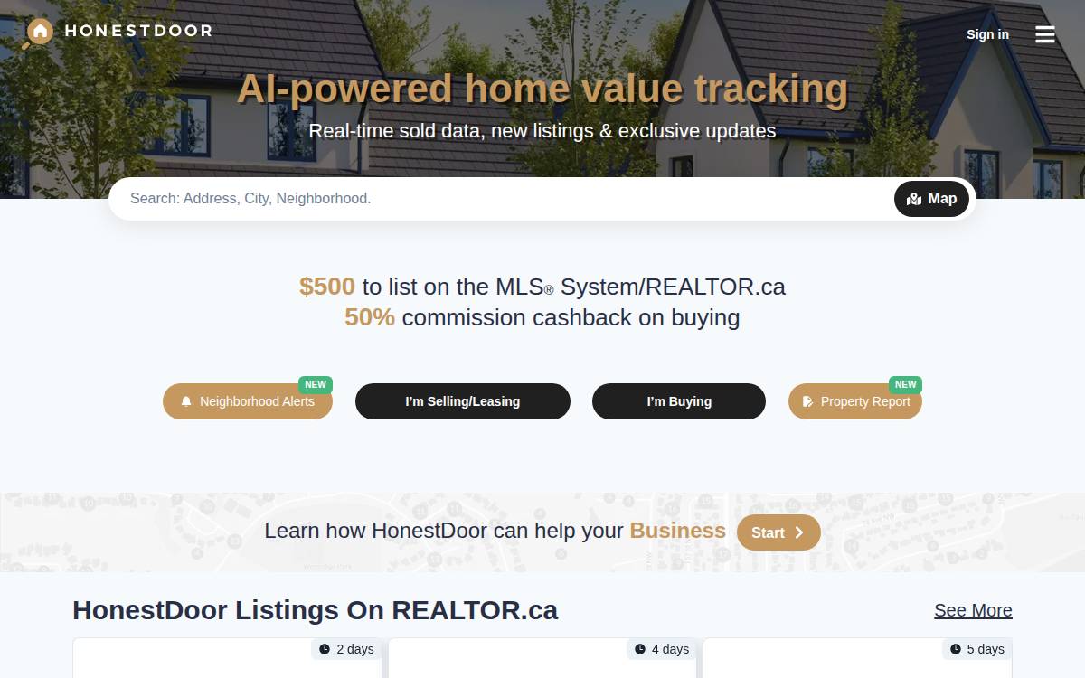 Honest Door website preview
