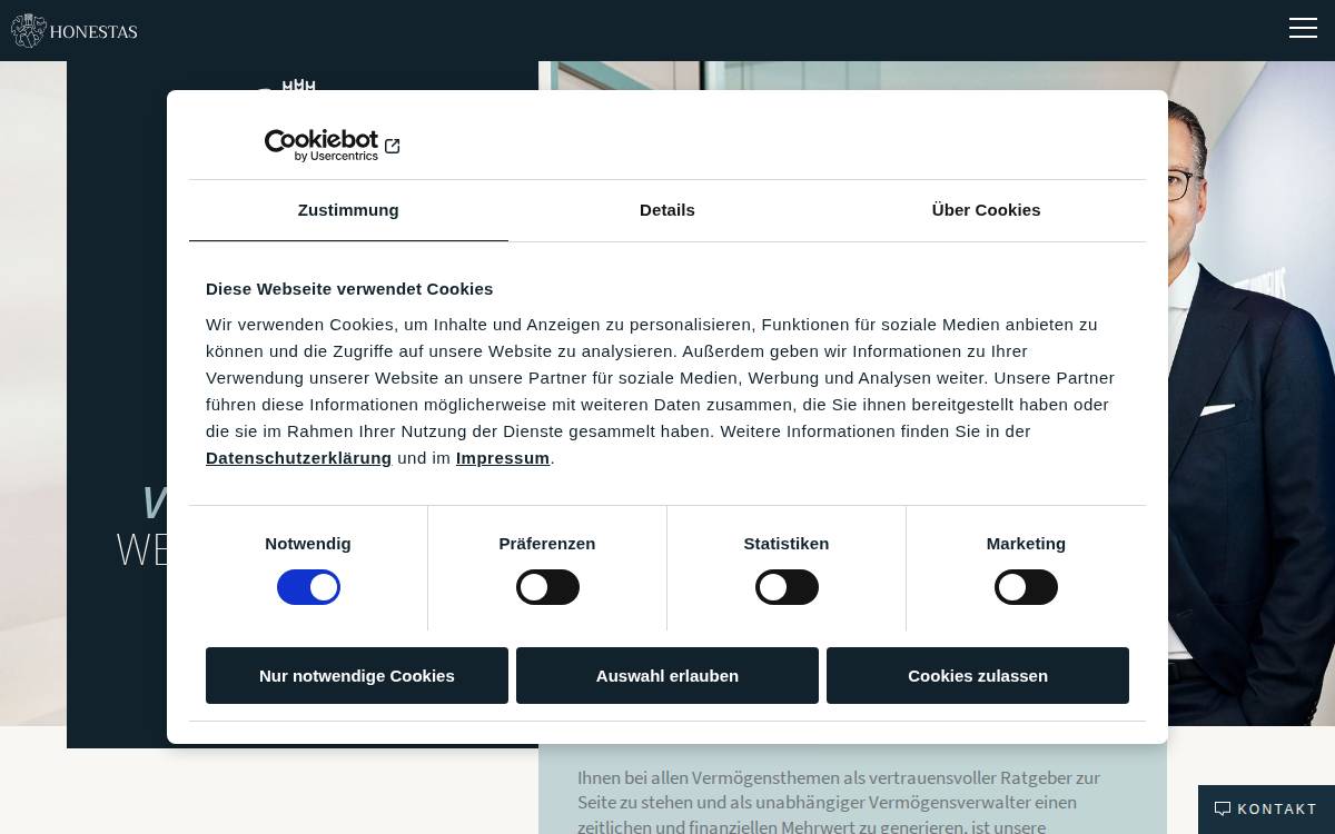 Honestas website preview