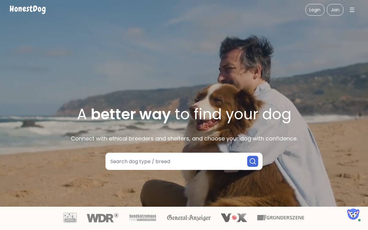 HonestDog website preview