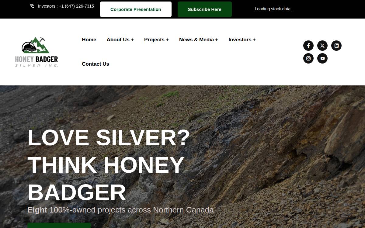 Honey Badger Silver Inc. website preview
