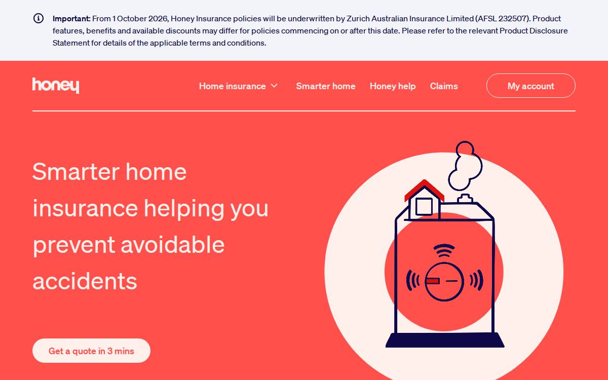 Honey Insurance website preview