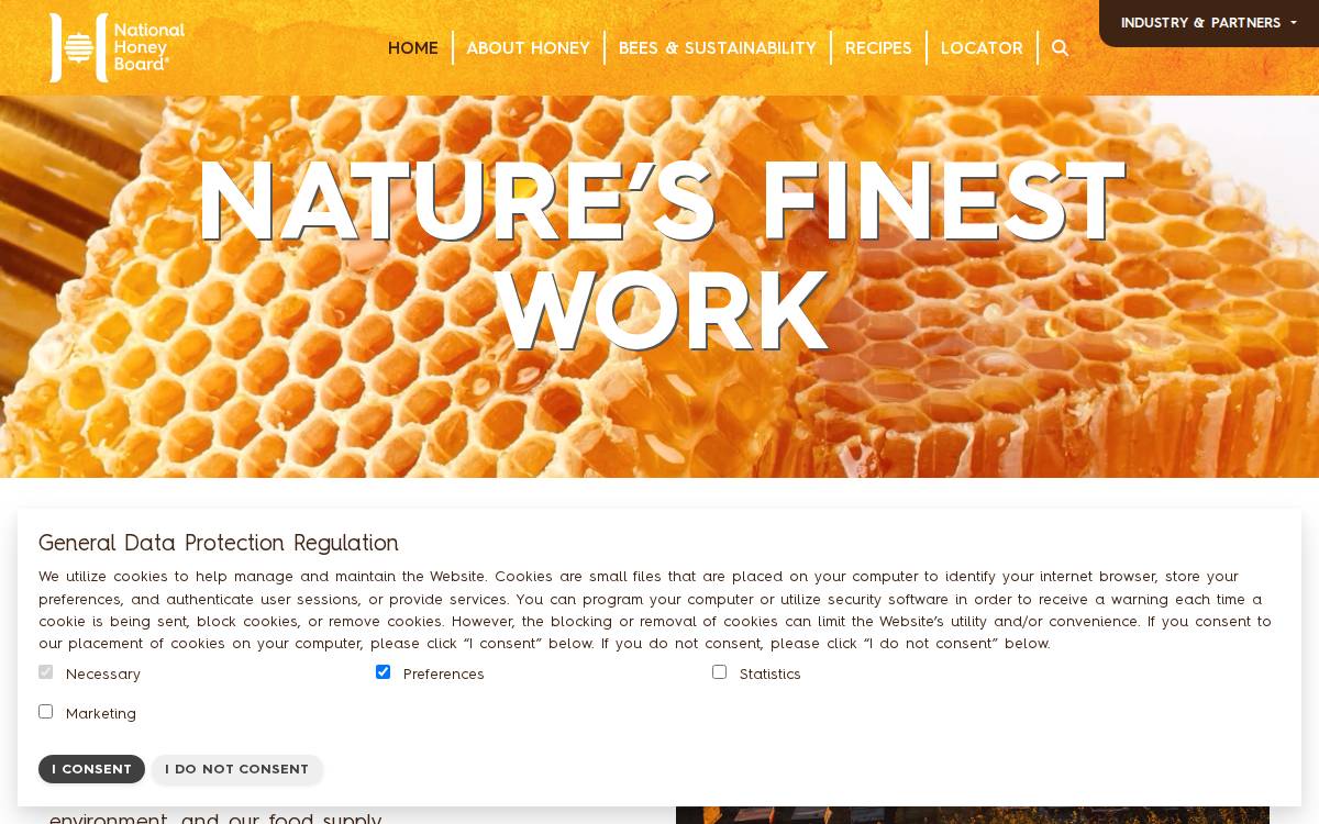 Honey website preview
