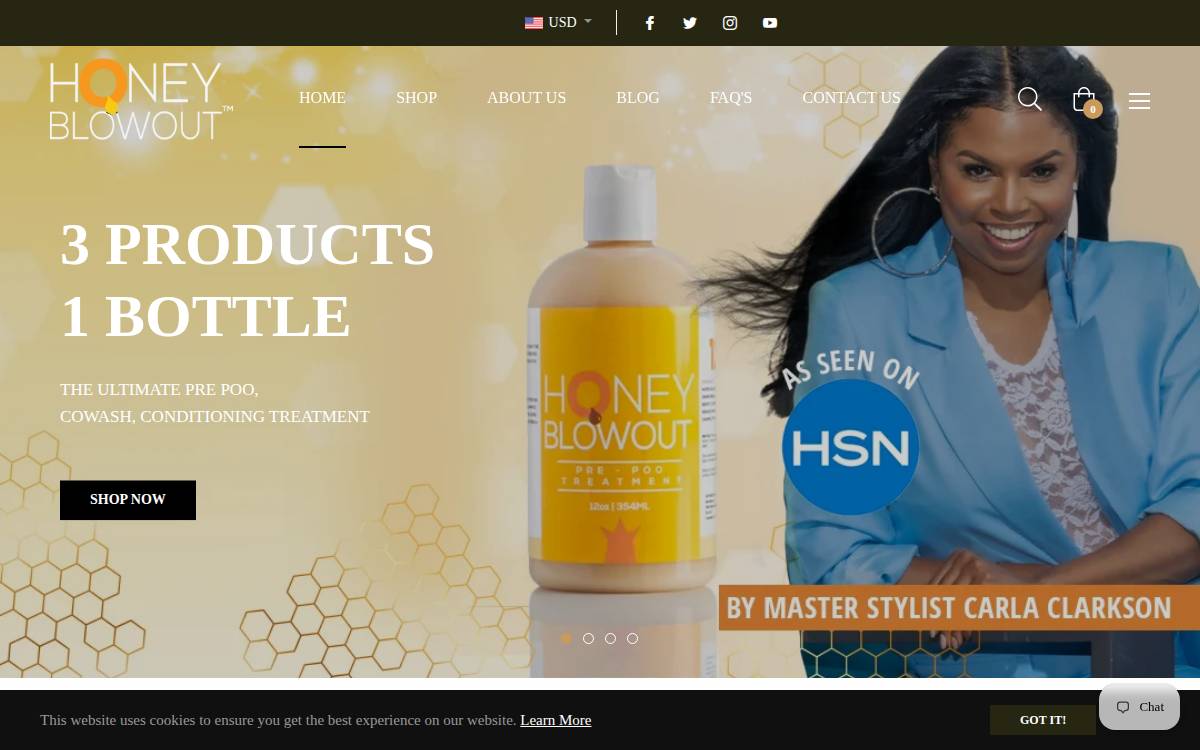 Honeyblowout website preview