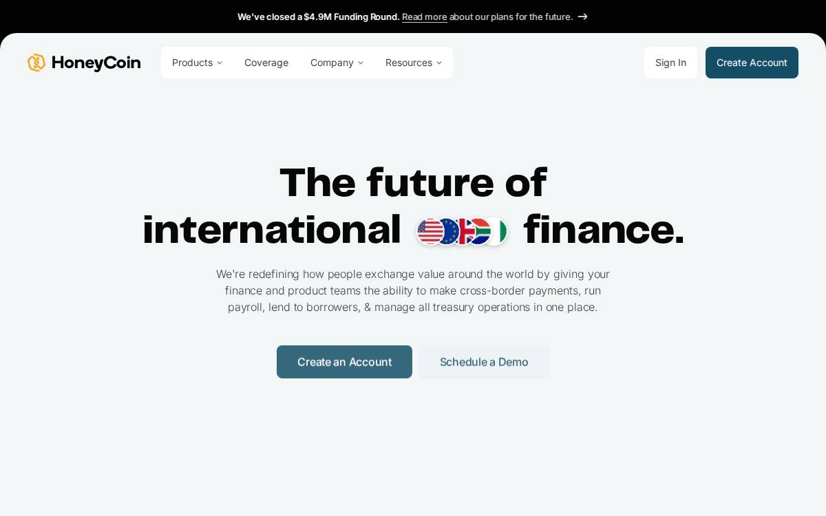 HoneyCoin website preview