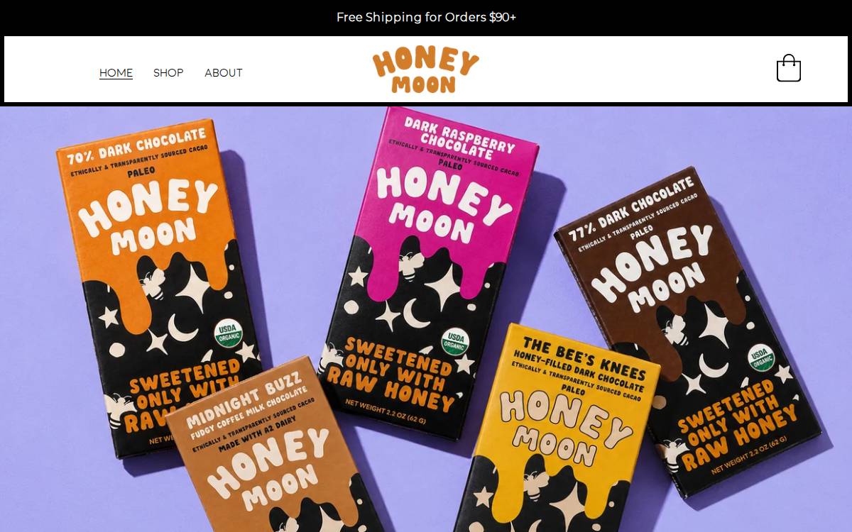 Honeymoon Chocolates website preview