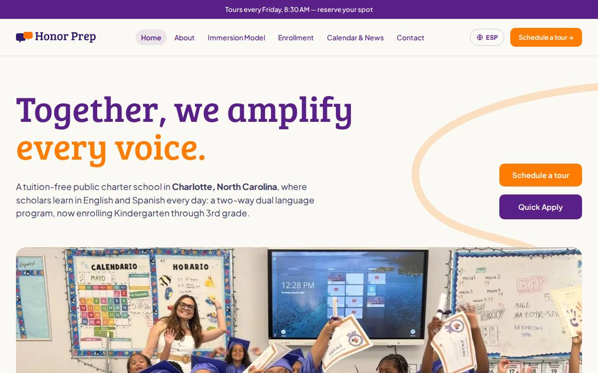 Honor Preparatory 1 School website preview