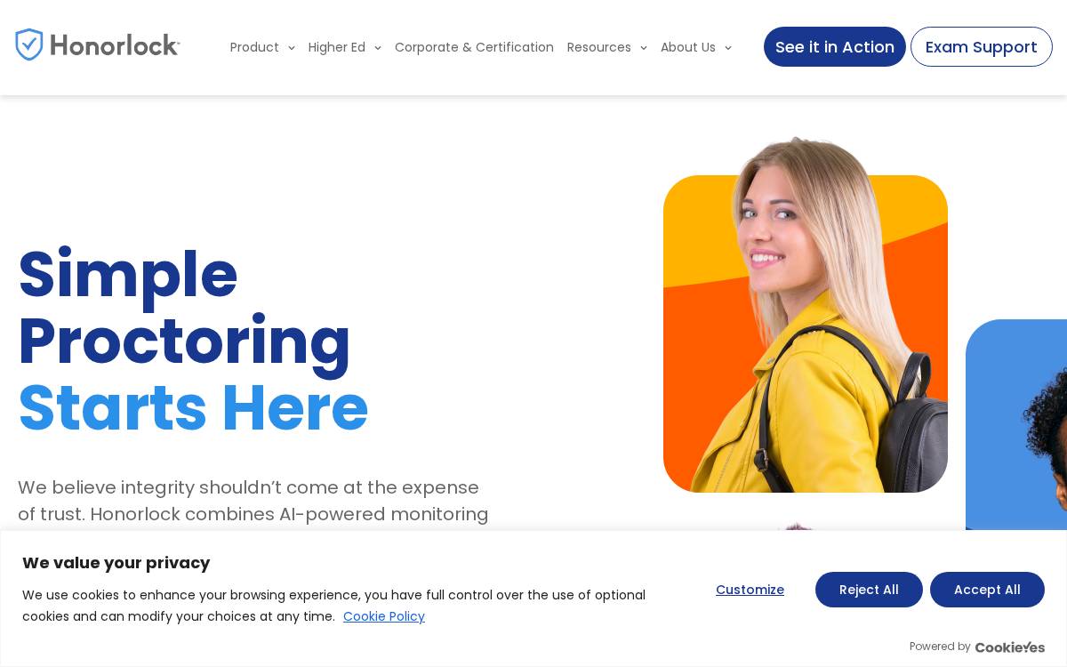 Honorlock website preview