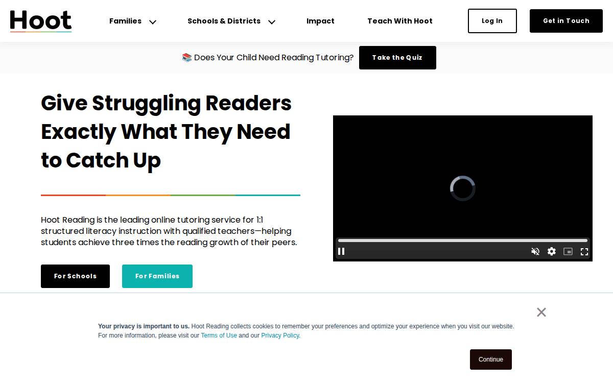 Hoot Reading website preview