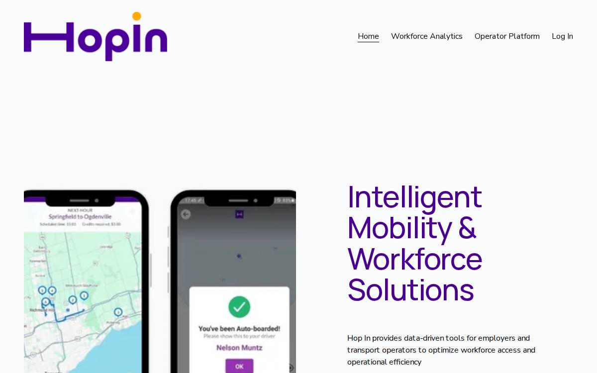 Hop In Technologies website preview