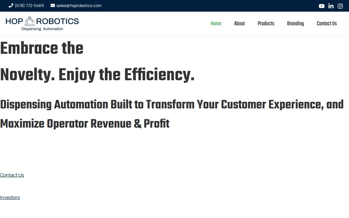 Hop Robotics website preview
