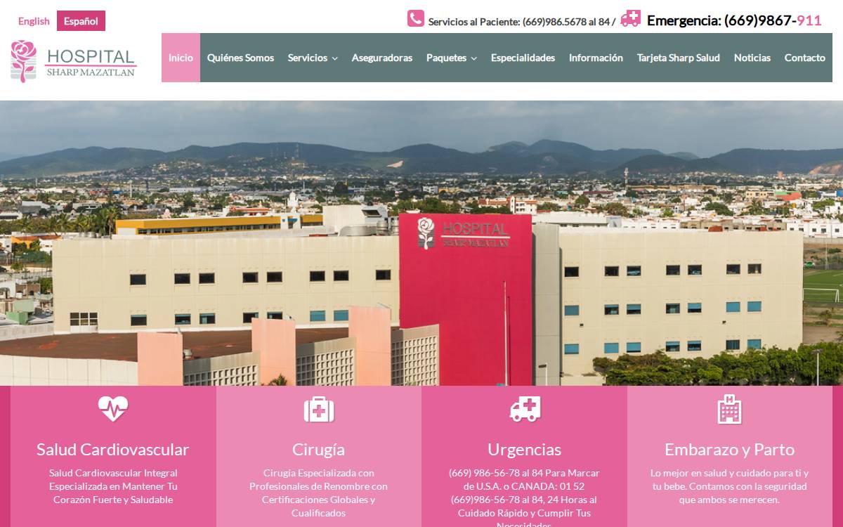 Hospital SHARP website preview
