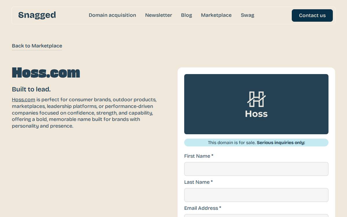 Hoss website preview