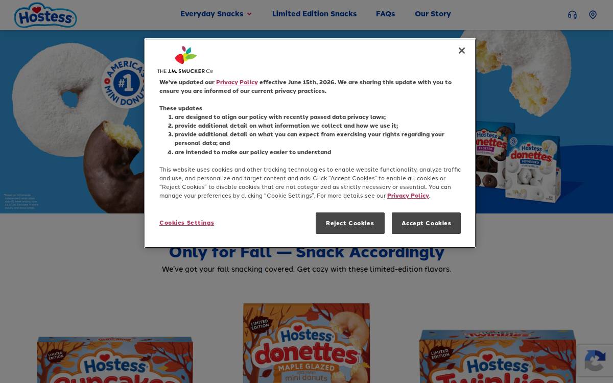 Hostess website preview