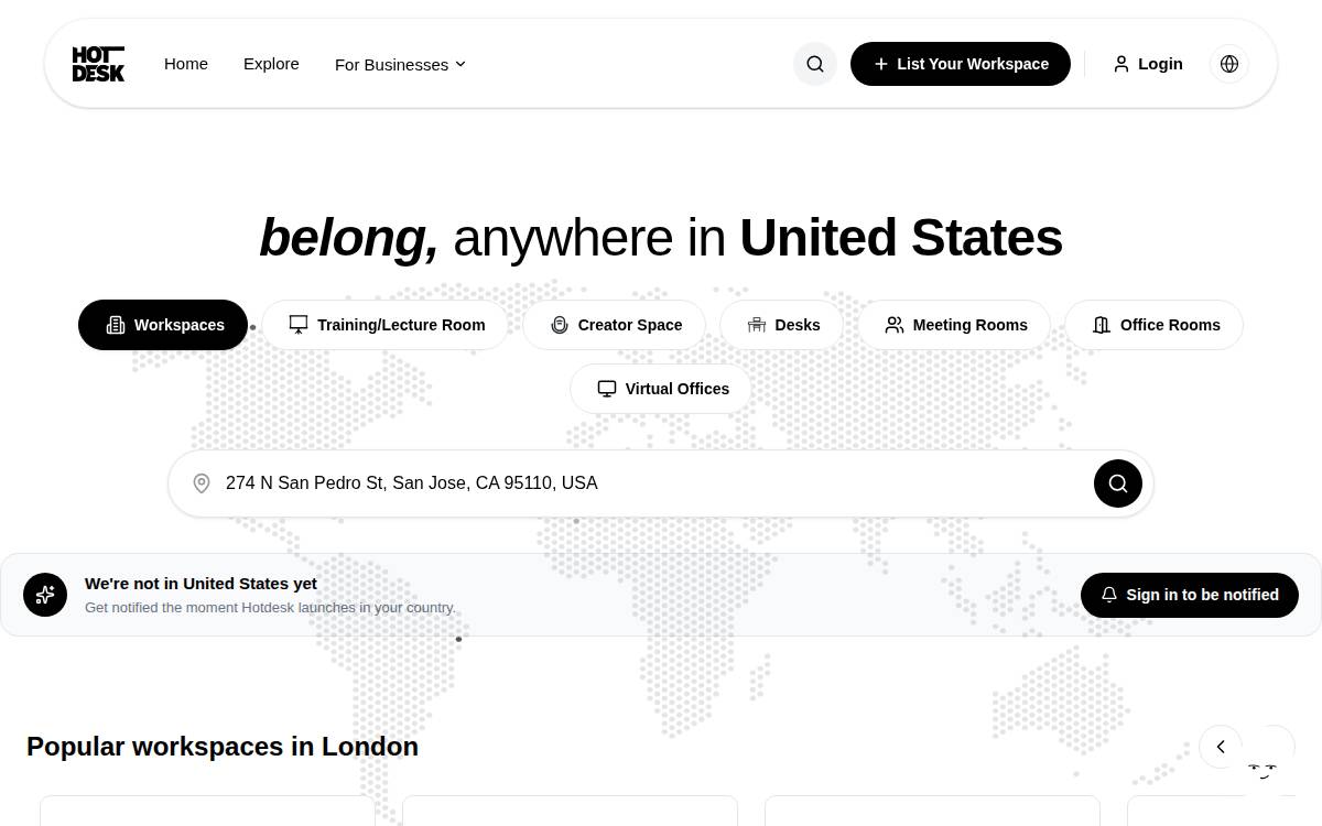 Hotdesk website preview