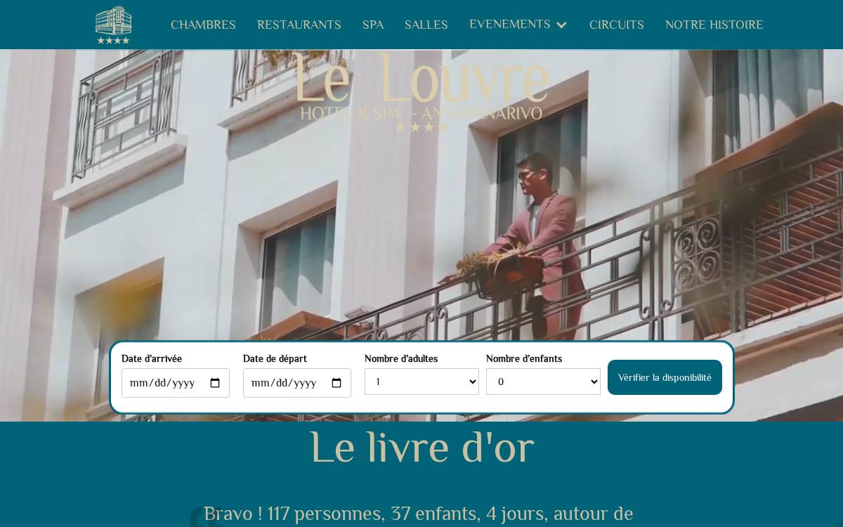 Hotel du Louvre website preview