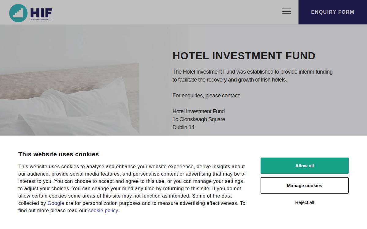 Hotel Investment Fund website preview
