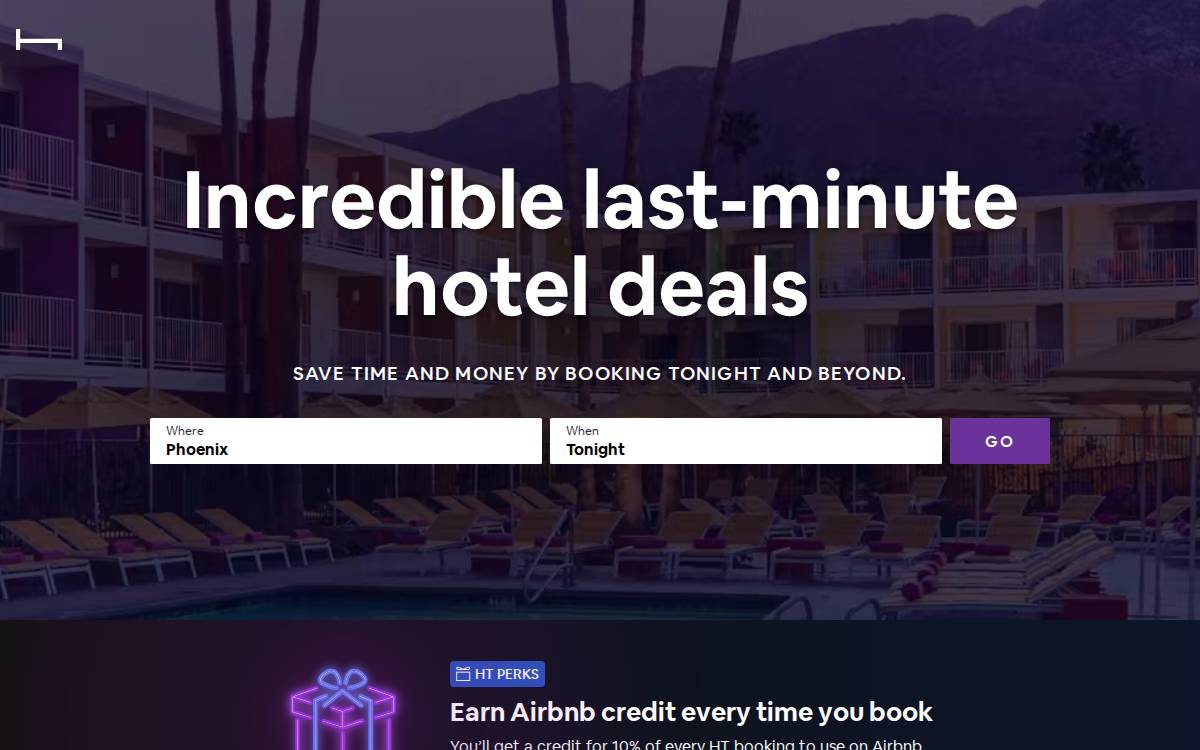 Hotel Tonight website preview