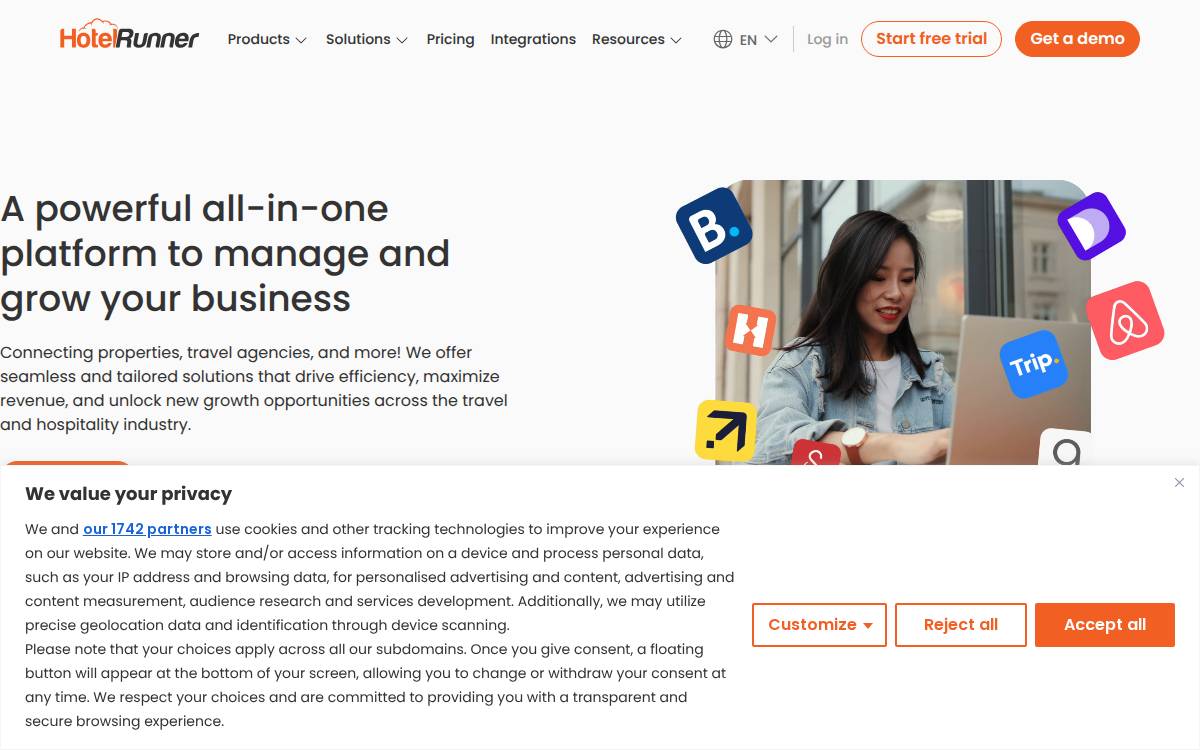 HotelRunner website preview
