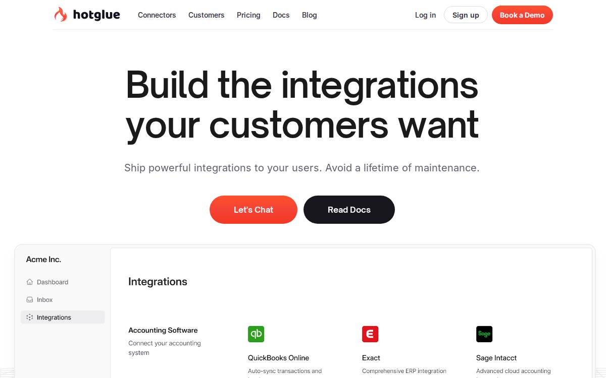 hotglue website preview