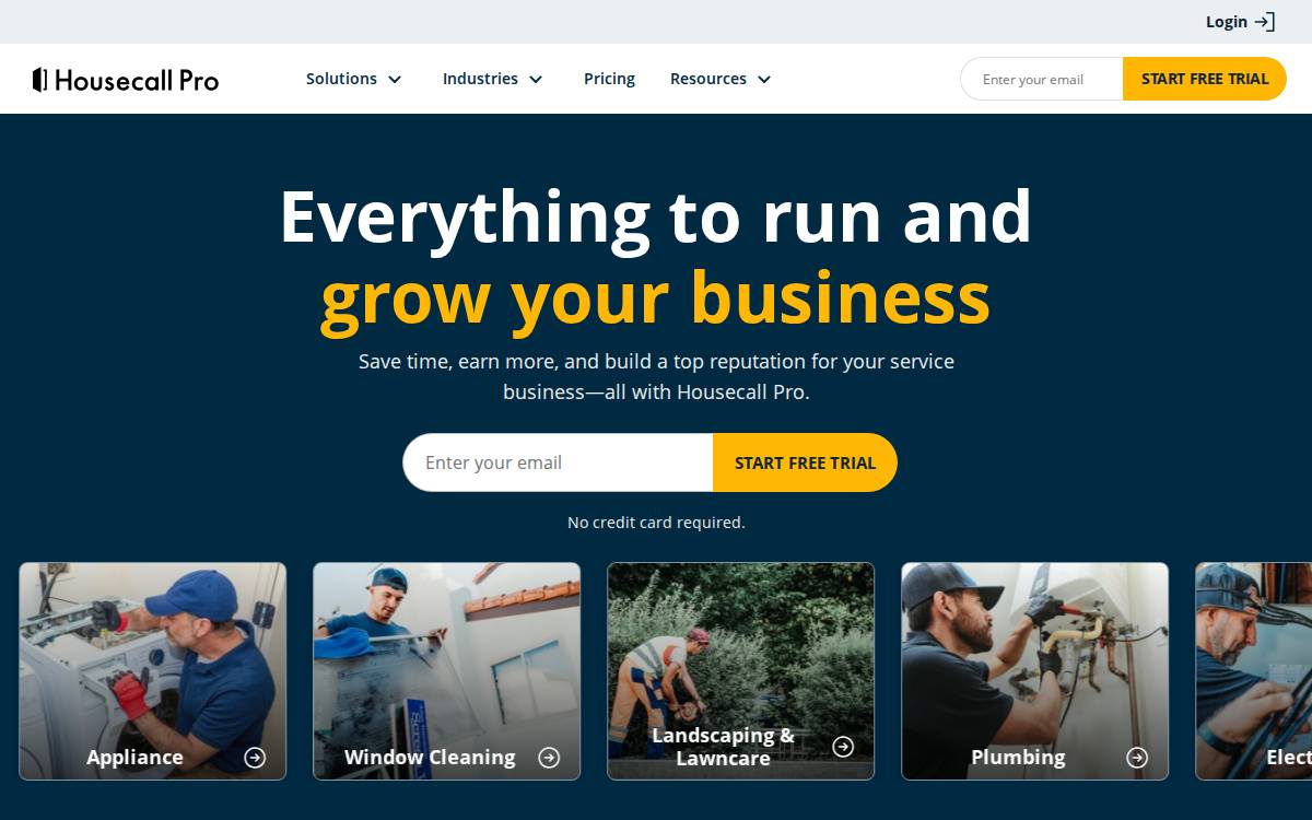 HouseCall Pro website preview