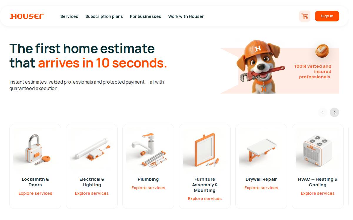 Houser website preview