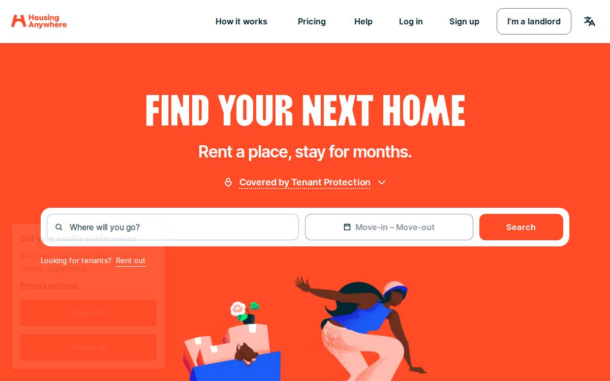 Housinganywhere website preview