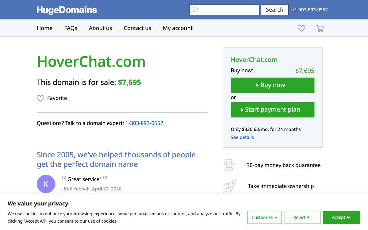 HoverChat website preview
