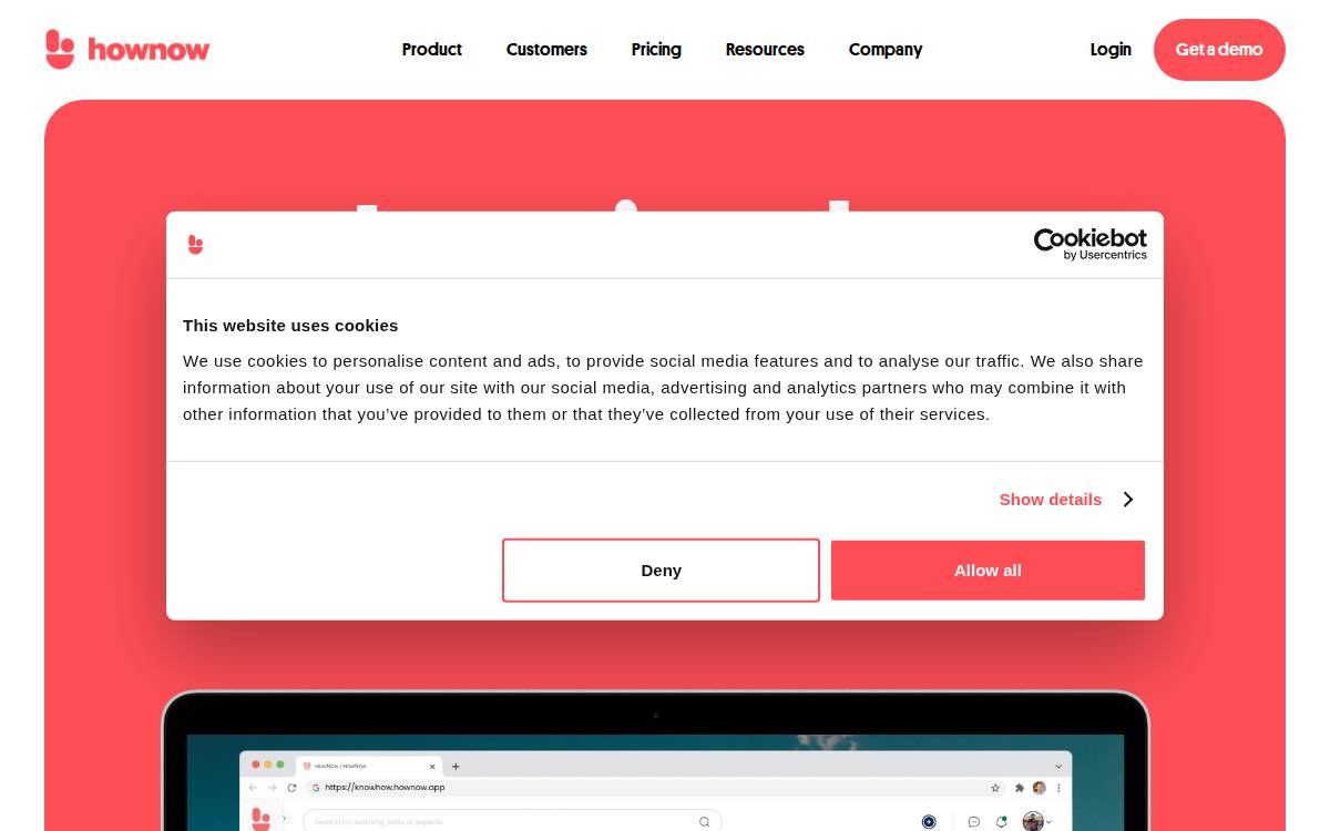 Hownow website preview