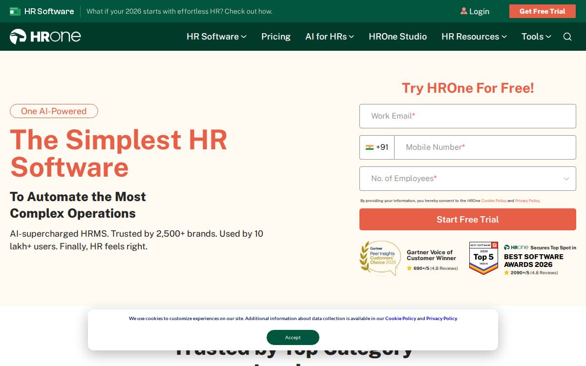 HRone website preview