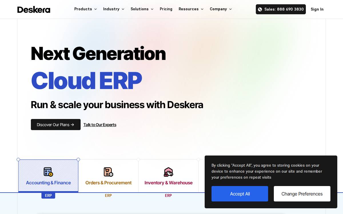 Deskera website preview