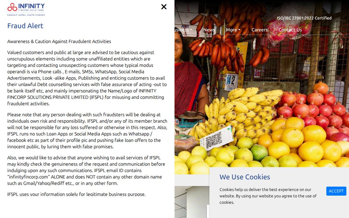 Infinityfincorp website preview