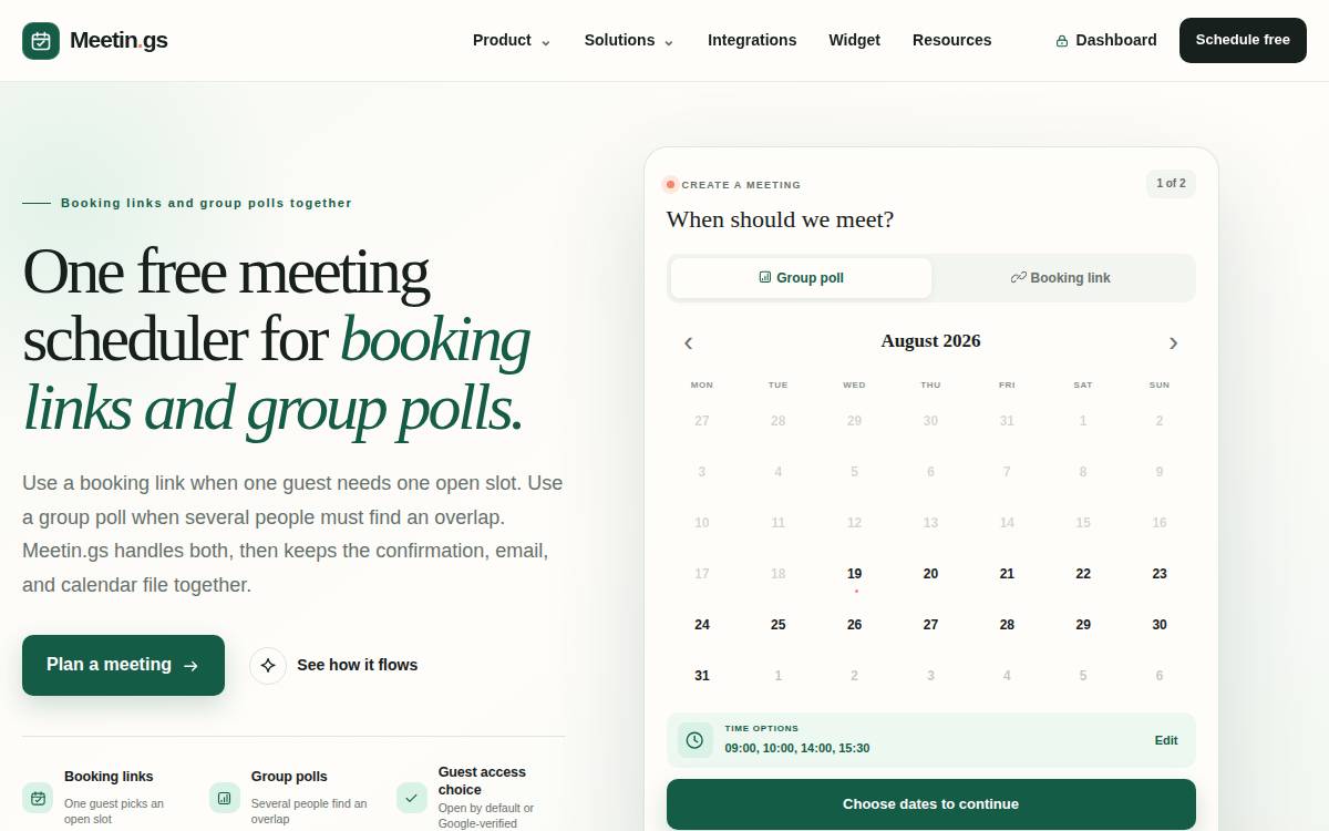 Meetin website preview