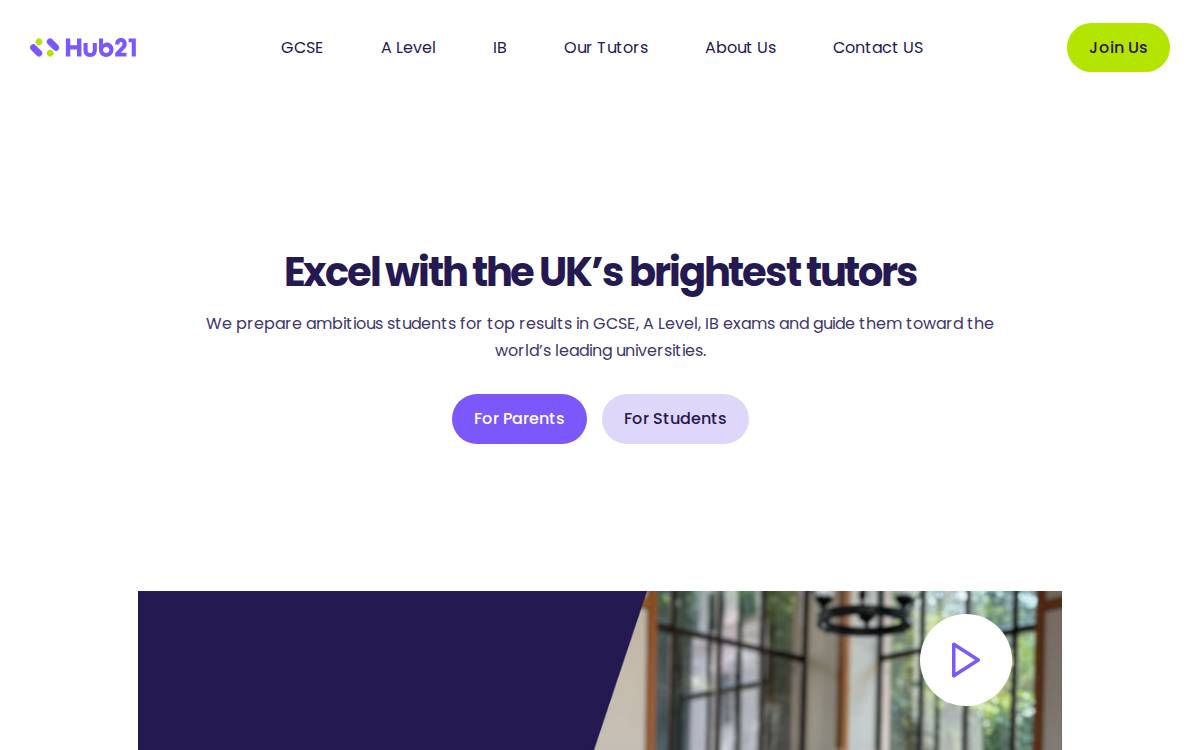 Hub21 website preview