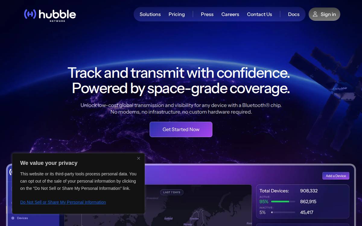 Hubble Network website preview