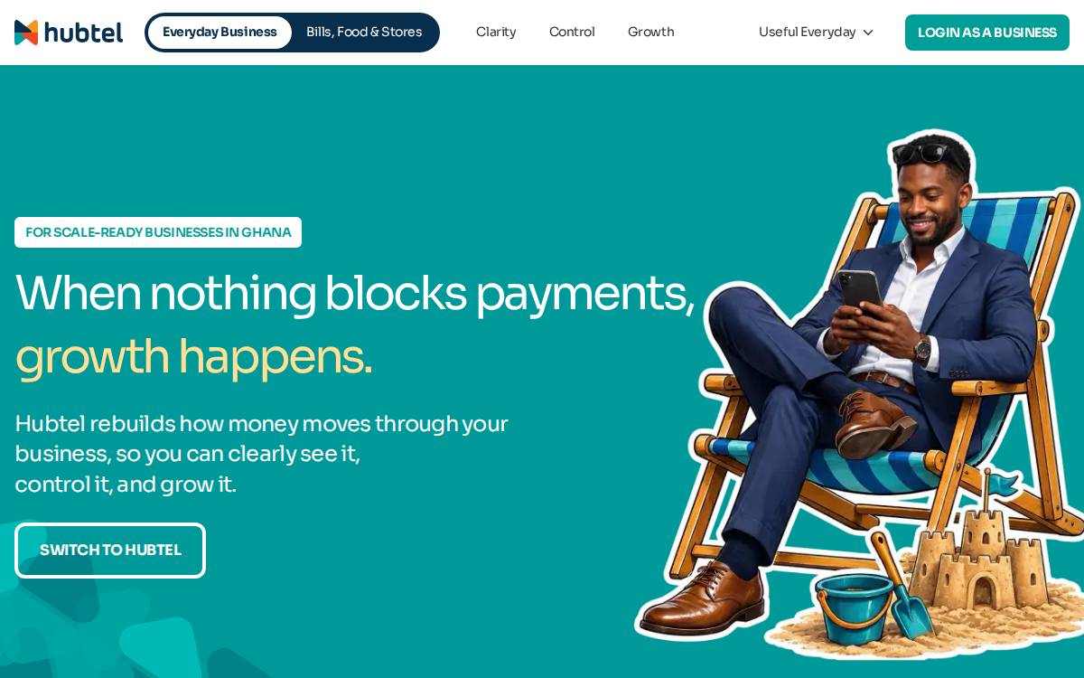 Hubtel Ghana, Kenya, Nigeria and Cameroon website preview