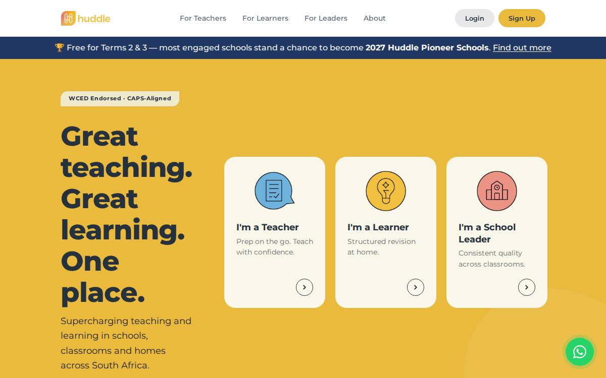 Huddle website preview