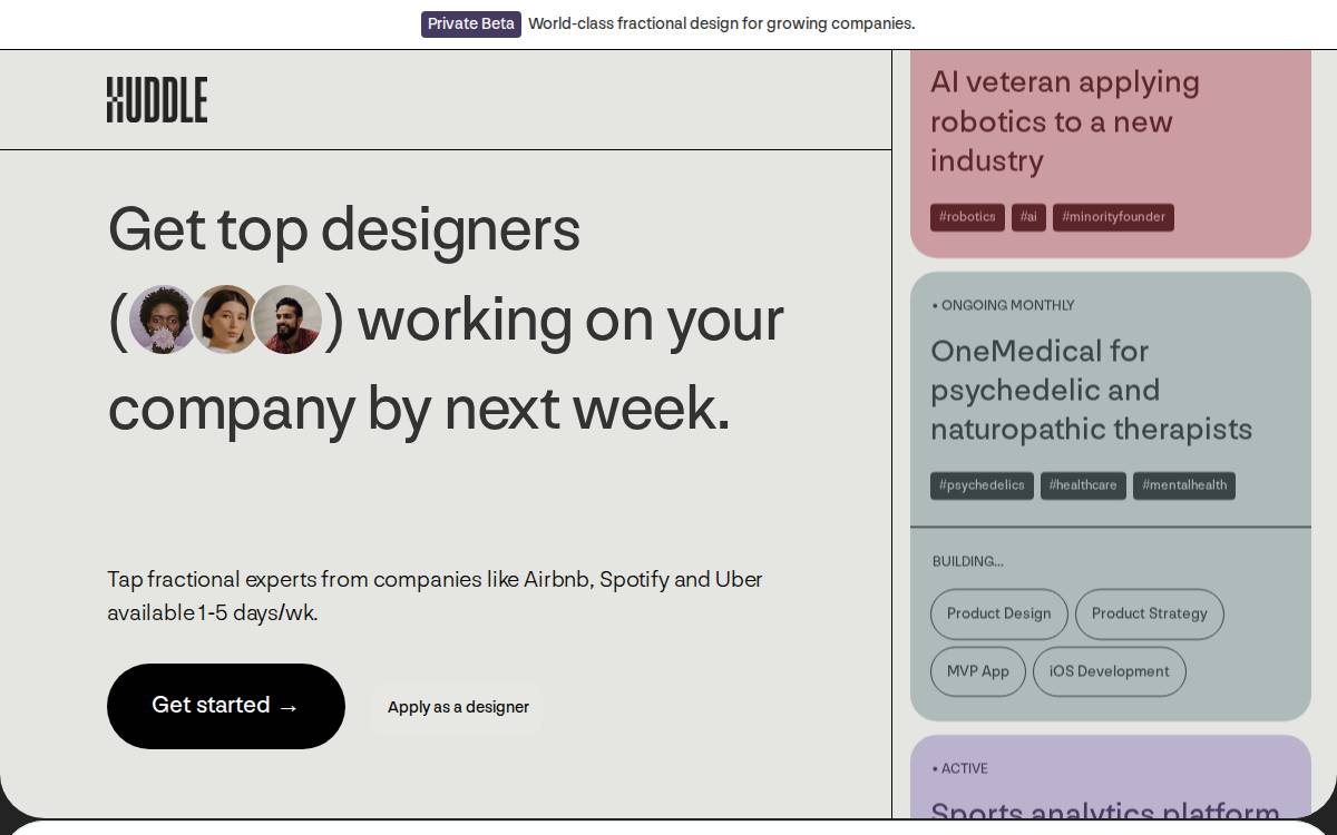 Huddle website preview