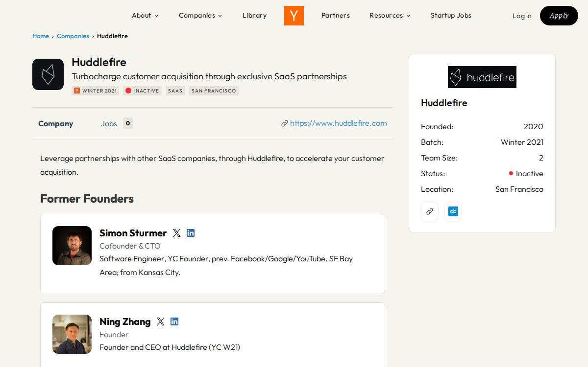 Huddlefire website preview